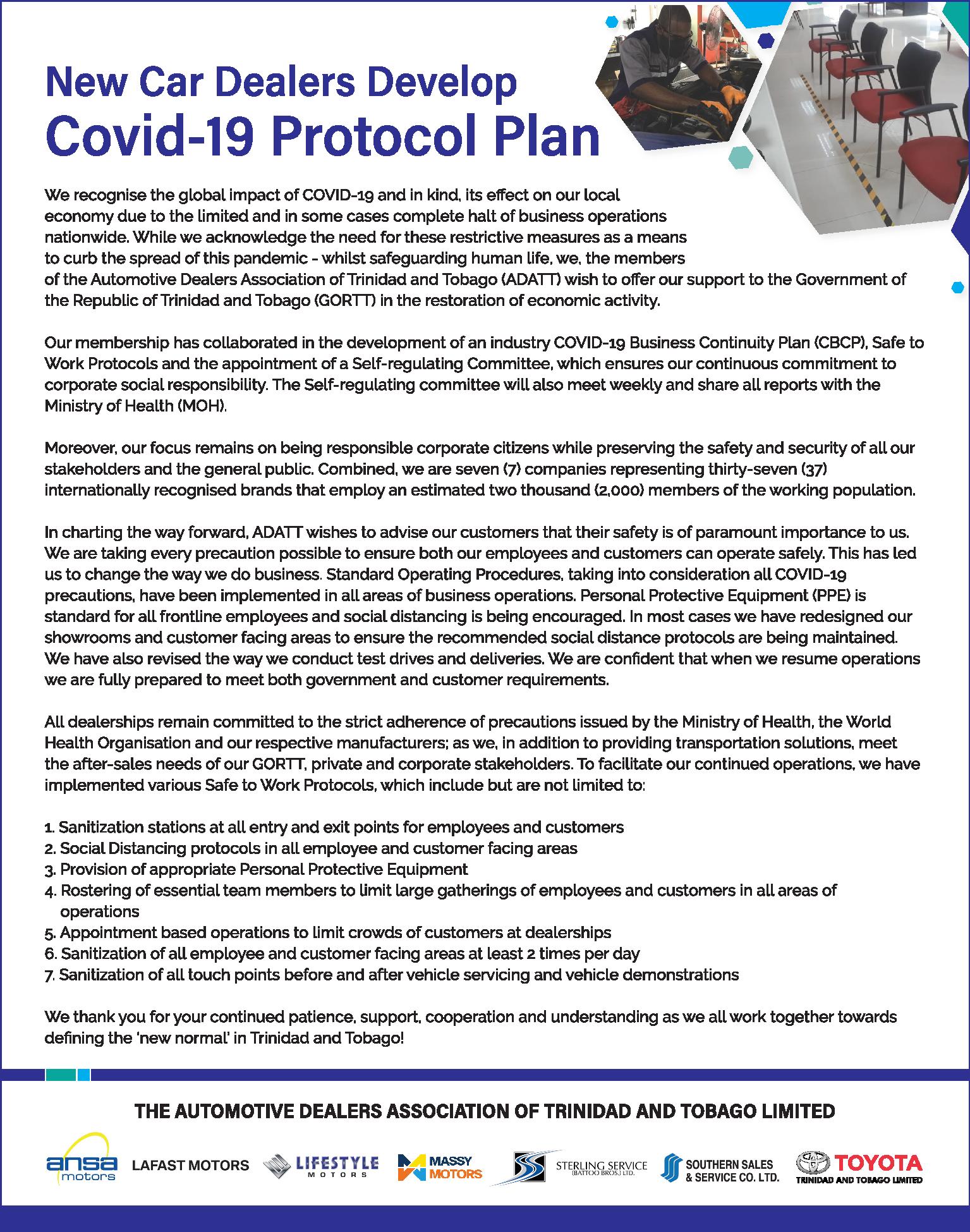 New Car Dealers Develop COVID-19 Protocol Plan